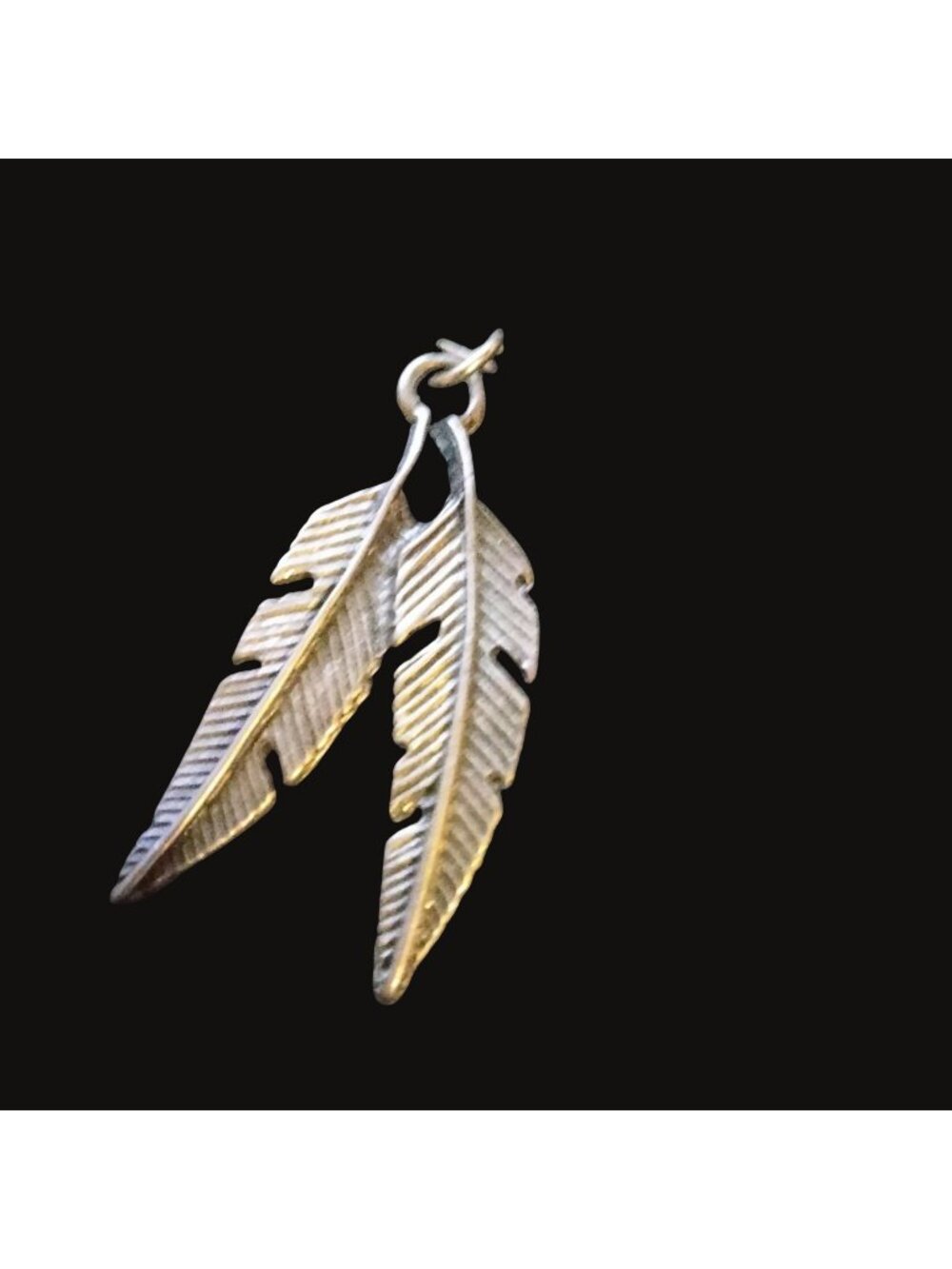 Double Feather Pendant Charm Antique Silver Finish Jewelry Supply